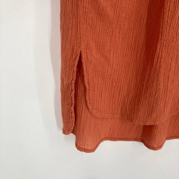 Click Color Me Cotton Linen Peach Orange Abalone Button Top Women’s Medium Coast - Picture 3 of 8